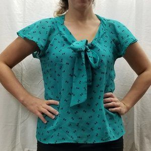 Cute Blue & Black Women's Large Blouse